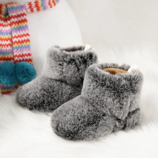 Chaussons en polaire pour bébé unisexe - fermeture velcro - Semelle souple - Polaria