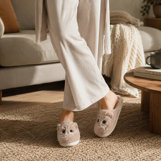 Chausson-Femmes-Purrly-confort-doux-chat-calin