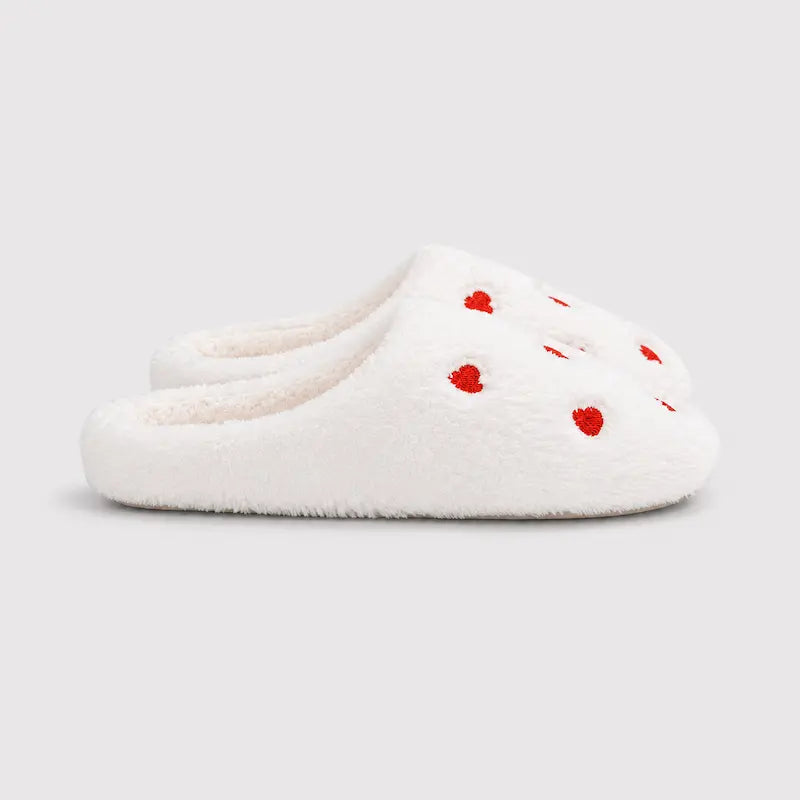 ChaussonsFemmes-legers-et-confortables-Coeur-en-Flanelle-Semelle-plate-Loveya