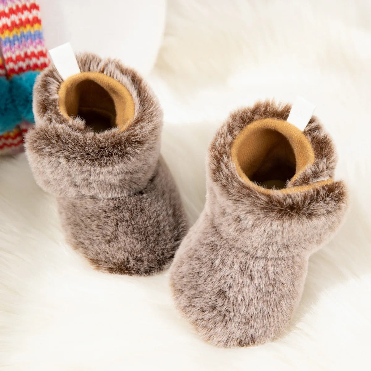 Chaussons en polaire pour bébé unisexe - fermeture velcro - Semelle souple - Polaria