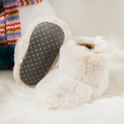 Chaussons en polaire pour bébé unisexe - fermeture velcro - Semelle souple - Polaria