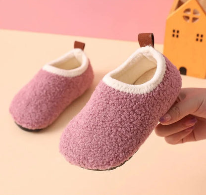 Chaussons Enfants fermés unisexe en peluche et coton - semelle souple - Douny