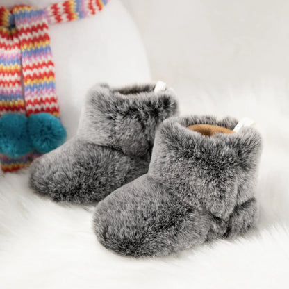 Chaussons en polaire pour bébé unisexe - fermeture velcro - Semelle souple - Polaria