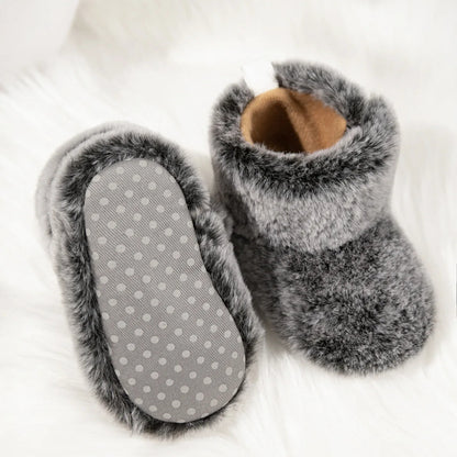 Chaussons en polaire pour bébé unisexe - fermeture velcro - Semelle souple - Polaria