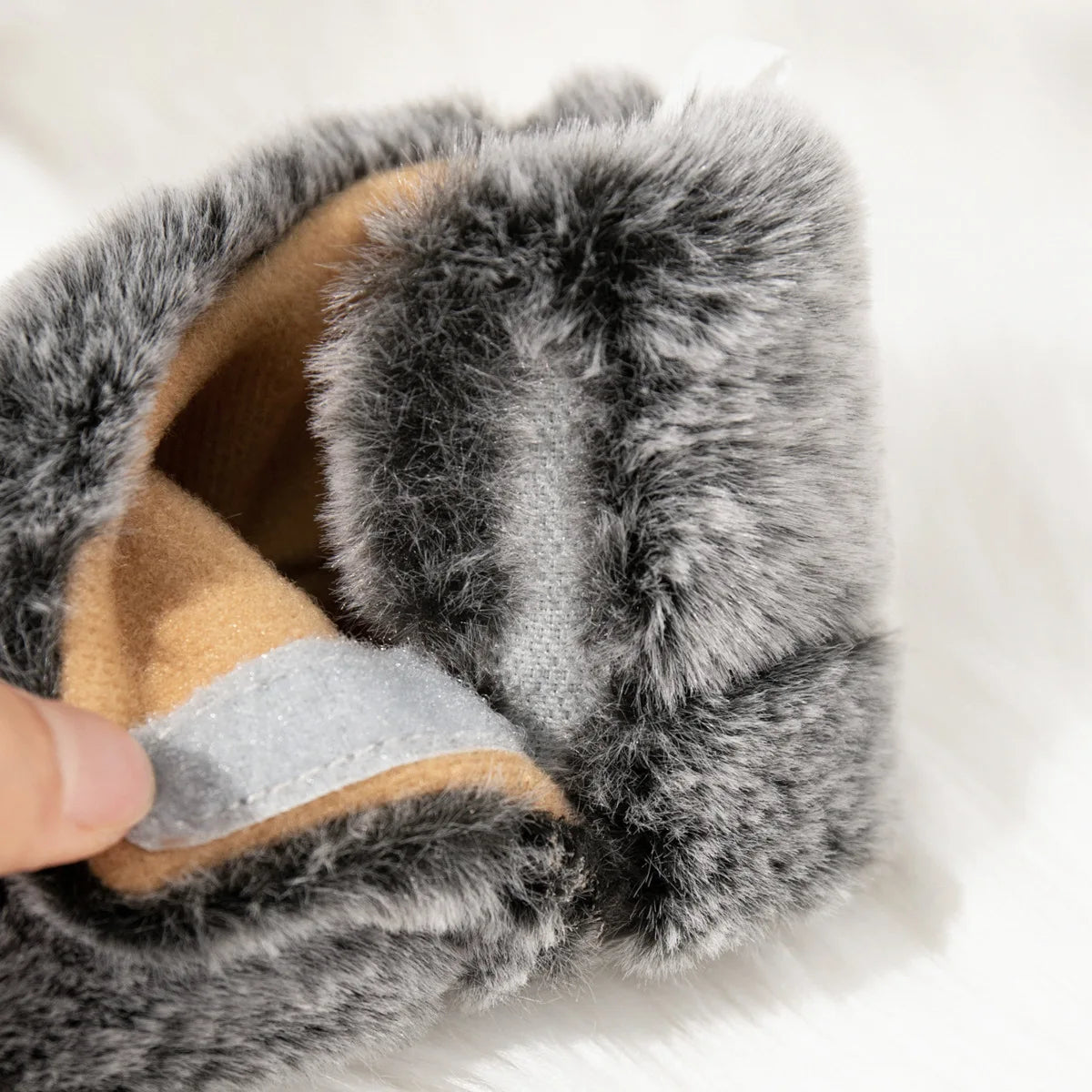 Chaussons en polaire pour bébé unisexe - fermeture velcro - Semelle souple - Polaria