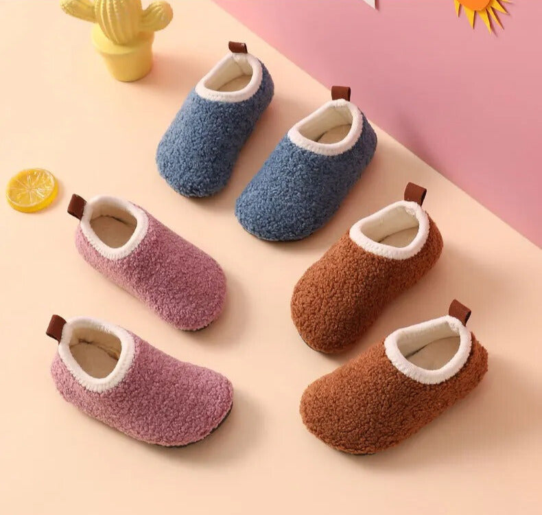Chaussons Enfants fermés unisexe en peluche et coton - semelle souple - Douny