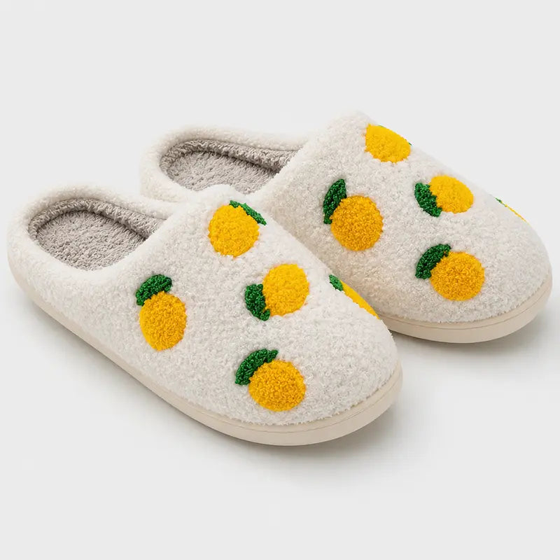 Chausson-Solea-motif-citron-confort-ete-semelle-antiderapante