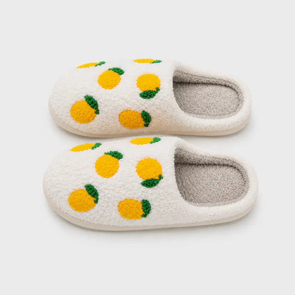 Chausson-Solea-motif-citron-confort-ete-semelle-antiderapante