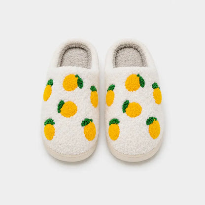 Chausson-Solea-motif-citron-confort-ete-semelle-antiderapante
