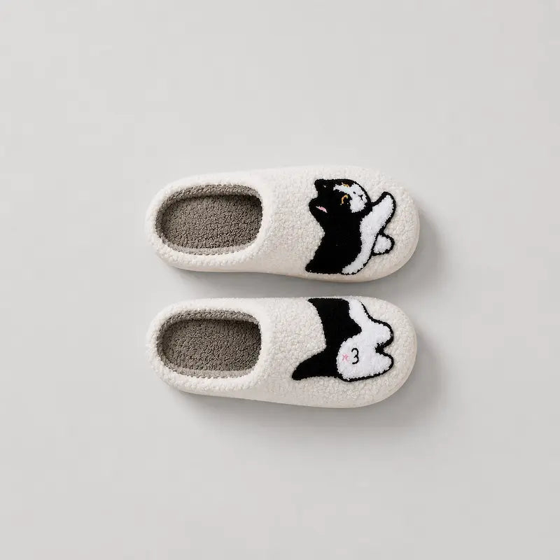 Chausson-femme-toute-saison-Motif-Chat-Blanc