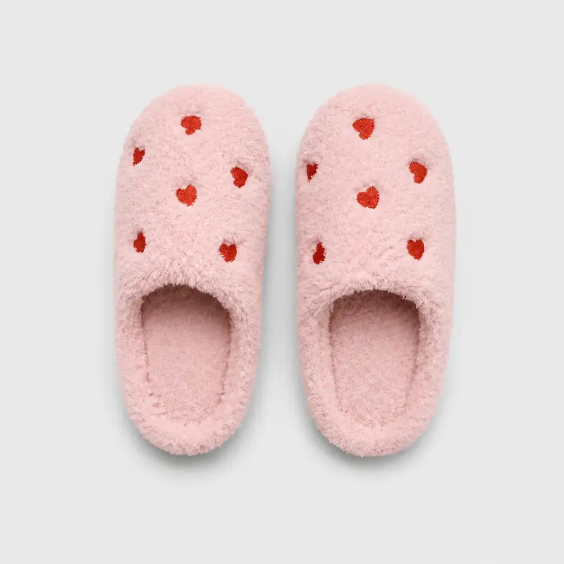 ChaussonsFemmes-legers-et-confortables-Coeur-en-Flanelle-Semelle-plate-Loveya