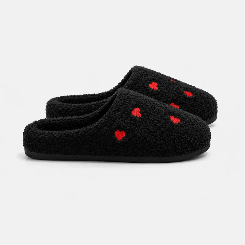 ChaussonsFemmes-legers-et-confortables-Coeur-en-Flanelle-Semelle-plate-Loveya