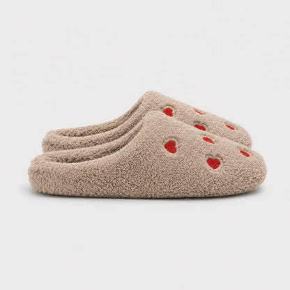 ChaussonsFemmes-legers-et-confortables-Coeur-en-Flanelle-Semelle-plate-Loveya