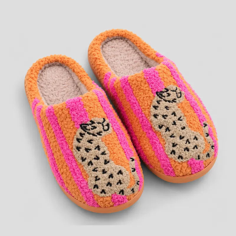 Chaussons d’Intérieur Doux et Chauds à Motif Léopard 