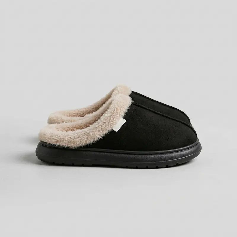 Chaussons d’intérieur ouverts fourrés à semelle souple et épaisse