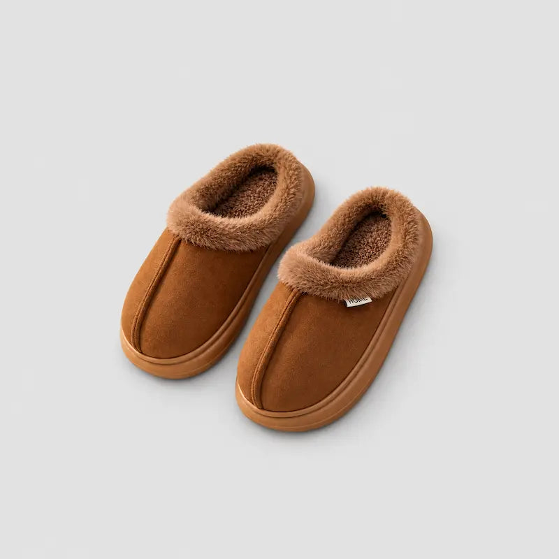 Chaussons d’intérieur ouverts fourrés à semelle souple et épaisse