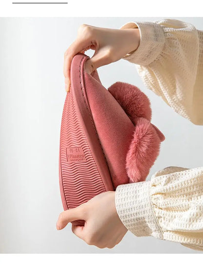 Chaussons Femmes Hiver - Peluche douce -intérieur en coton - Poméa