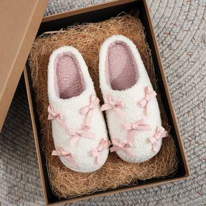 Chaussons Hiver Femme Doux à Nœuds – Intérieur Confort et Semelle Antidérapante -  Lolita