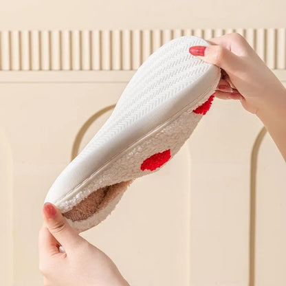 Chaussons Femmes Pelouche douce - Motif coeurs - semelle souple- Rosélia