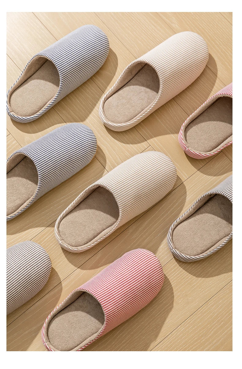 Chaussons Femmes et Hommes rayés confort à semelle souple - Linéa