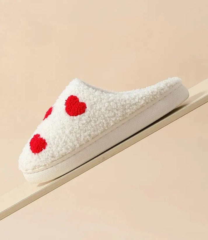 Chaussons Femmes Pelouche douce - Motif coeurs - semelle souple- Rosélia