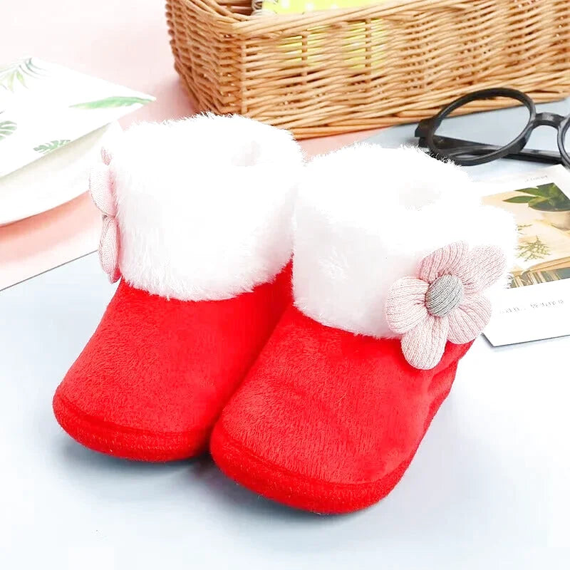 Chaussons bébé filles confort - Chaud pour Hiver Motif fleurs - Floria