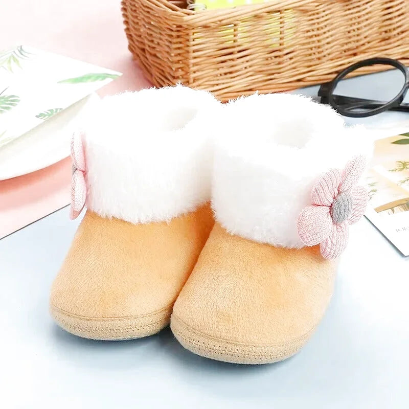 Chaussons bébé filles confort - Chaud pour Hiver Motif fleurs - Floria