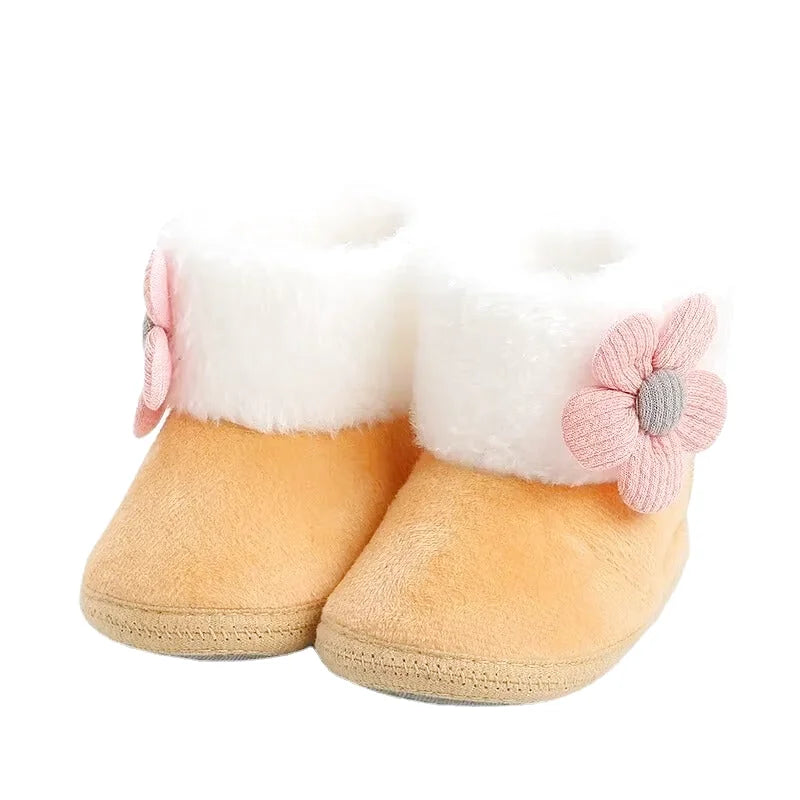 Chaussons bébé filles confort - Chaud pour Hiver Motif fleurs - Floria