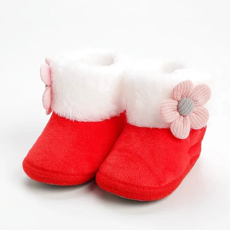 Chaussons bébé filles confort - Chaud pour Hiver Motif fleurs - Floria