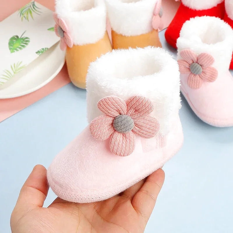 Chaussons bébé filles confort - Chaud pour Hiver Motif fleurs - Floria