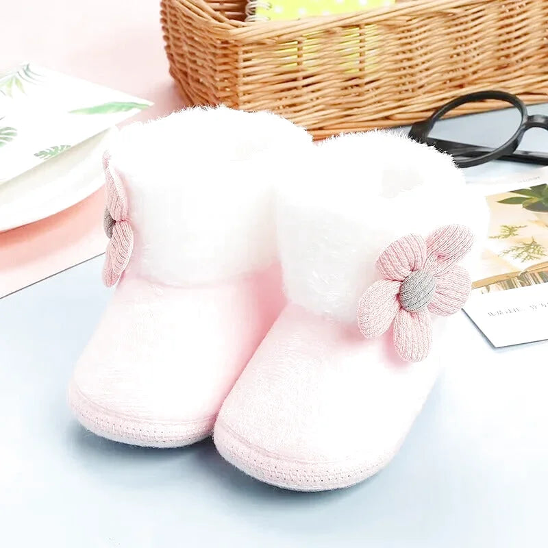 Chaussons bébé filles confort - Chaud pour Hiver Motif fleurs - Floria