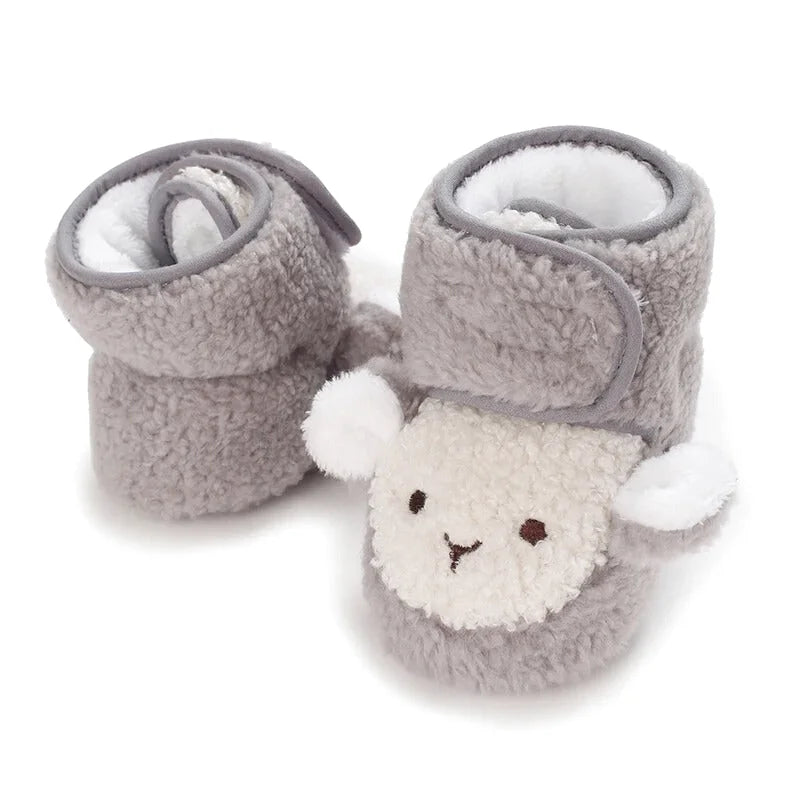 Chaussons bébé unisexe Hiver- Peluche douce - Fermeture scratch - Nubéo
