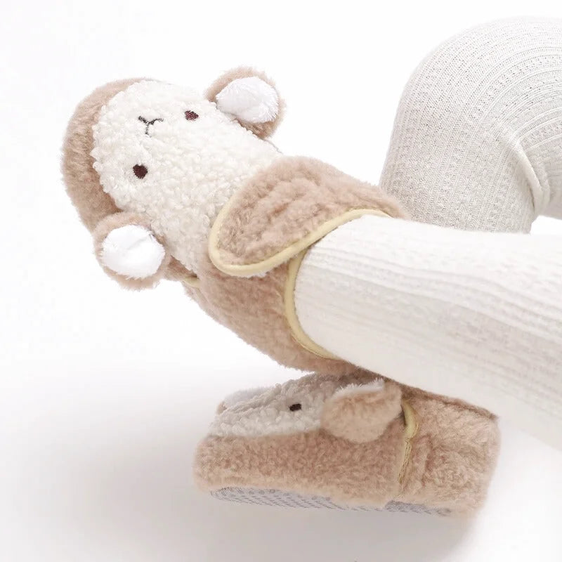 Chaussons bébé unisexe Hiver- Peluche douce - Fermeture scratch - Nubéo