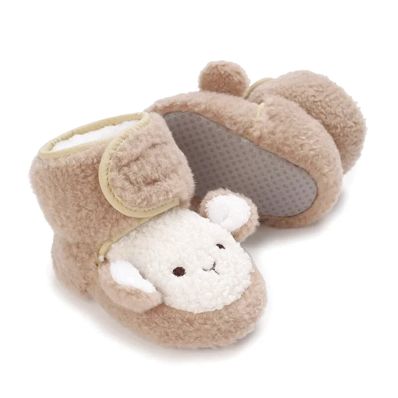 Chaussons bébé unisexe Hiver- Peluche douce - Fermeture scratch - Nubéo