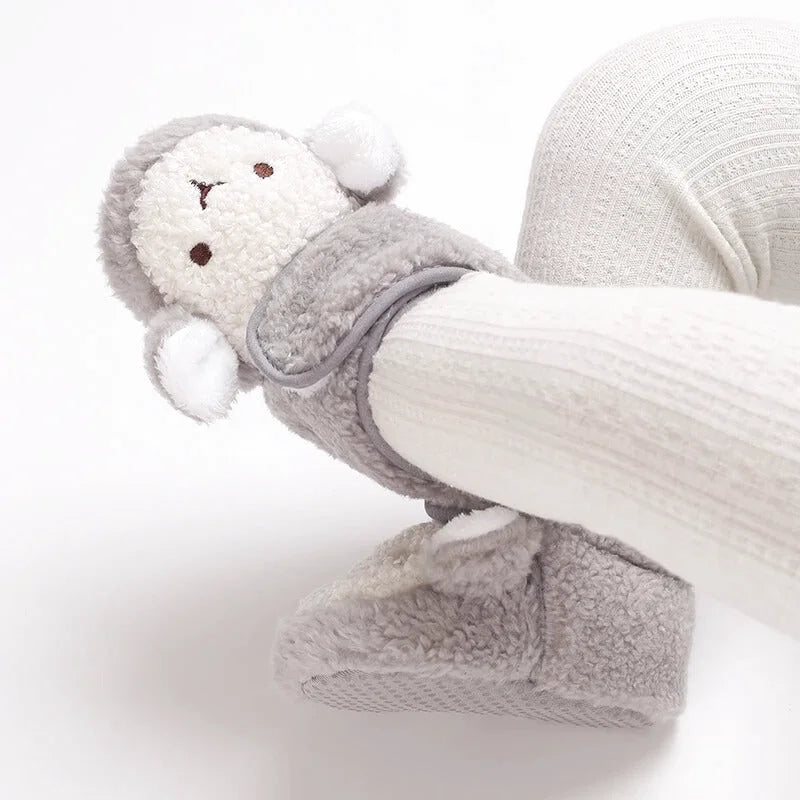 Chaussons bébé unisexe Hiver- Peluche douce - Fermeture scratch - Nubéo