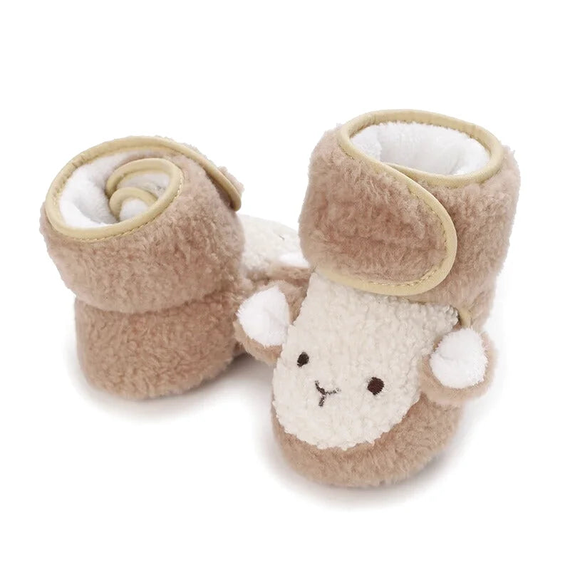 Chaussons bébé unisexe Hiver- Peluche douce - Fermeture scratch - Nubéo