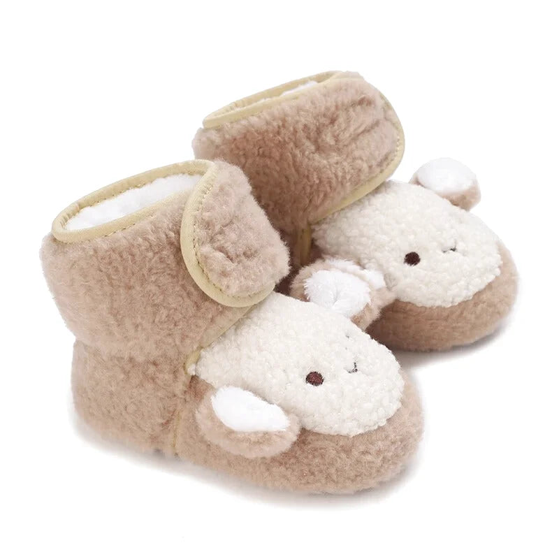 Chaussons bébé unisexe Hiver- Peluche douce - Fermeture scratch - Nubéo