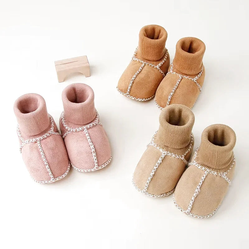 Chaussons Bottines bébé unisexe en daim - Chaud et intérieur moelleux - Suédia