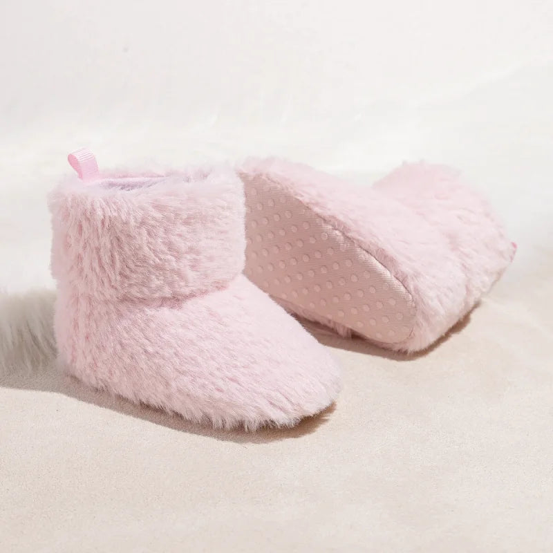 Chaussons en polaire pour bébé unisexe - fermeture velcro - Semelle souple - Polaria
