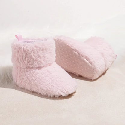 Chaussons en polaire pour bébé unisexe - fermeture velcro - Semelle souple - Polaria