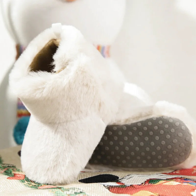 Chaussons en polaire pour bébé unisexe - fermeture velcro - Semelle souple - Polaria