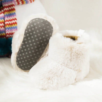 Chaussons en polaire pour bébé unisexe - fermeture velcro - Semelle souple - Polaria