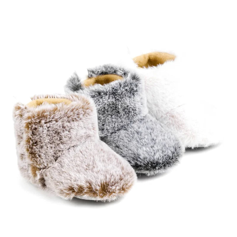 Chaussons en polaire pour bébé unisexe - fermeture velcro - Semelle souple - Polaria