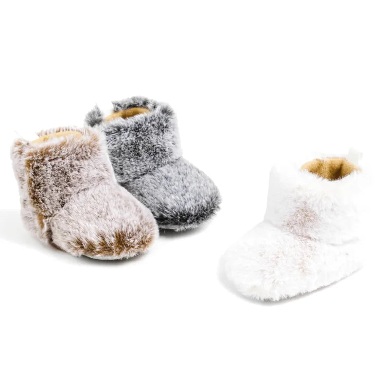 Chaussons en polaire pour bébé unisexe - fermeture velcro - Semelle souple - Polaria