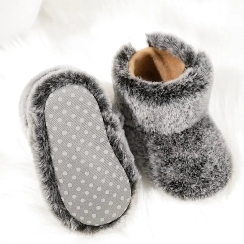Chaussons en polaire pour bébé unisexe - fermeture velcro - Semelle souple - Polaria