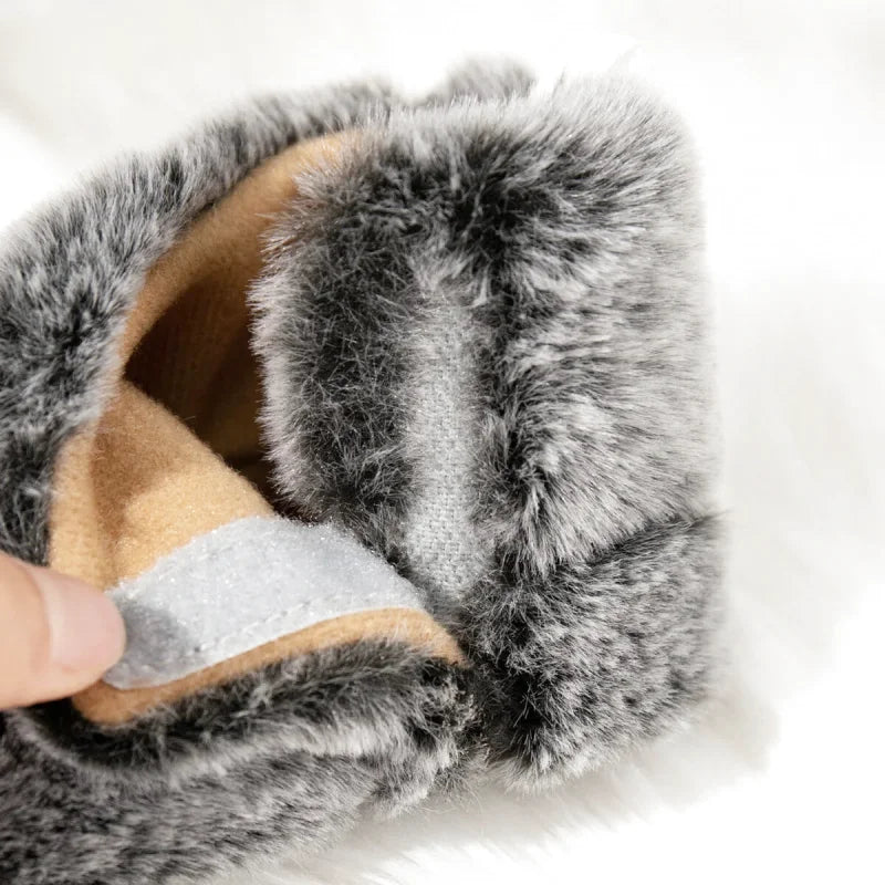 Chaussons en polaire pour bébé unisexe - fermeture velcro - Semelle souple - Polaria