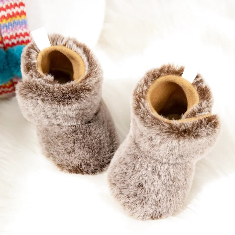Chaussons en polaire pour bébé unisexe - fermeture velcro - Semelle souple - Polaria