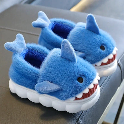 Chaussons Enfants  en peluche - Semelle antidérapante souple - Intérieur et extérieur - Sharky