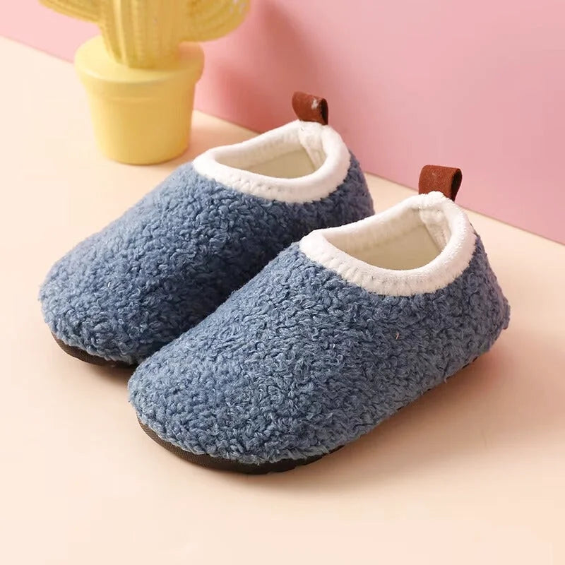 Chaussons Enfants fermés unisexe en peluche et coton - semelle souple - Douny