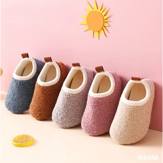 Chaussons Enfants fermés unisexe en peluche et coton - semelle souple - Douny